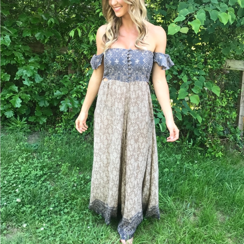 Free people bohemian Off-Shoulder jumpsuit